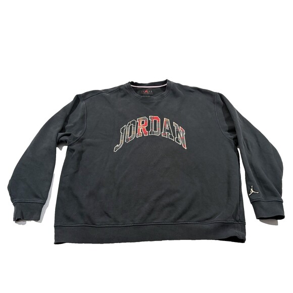 Jordan Other - Air Jordan Essential Holiday Plaid Crewneck Sweatshirt Mens Black DQ7348 Sz 2XL